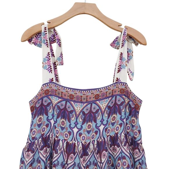 Caroline Constas Maxi Dress Womens Medium Purple Blue Floral Boho Cottagecore - Picture 3 of 13